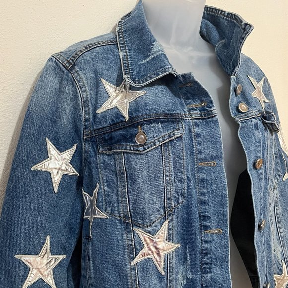 Bagatelle Blue Jean Jacket with Silver Star Accents - Picture 4 of 9